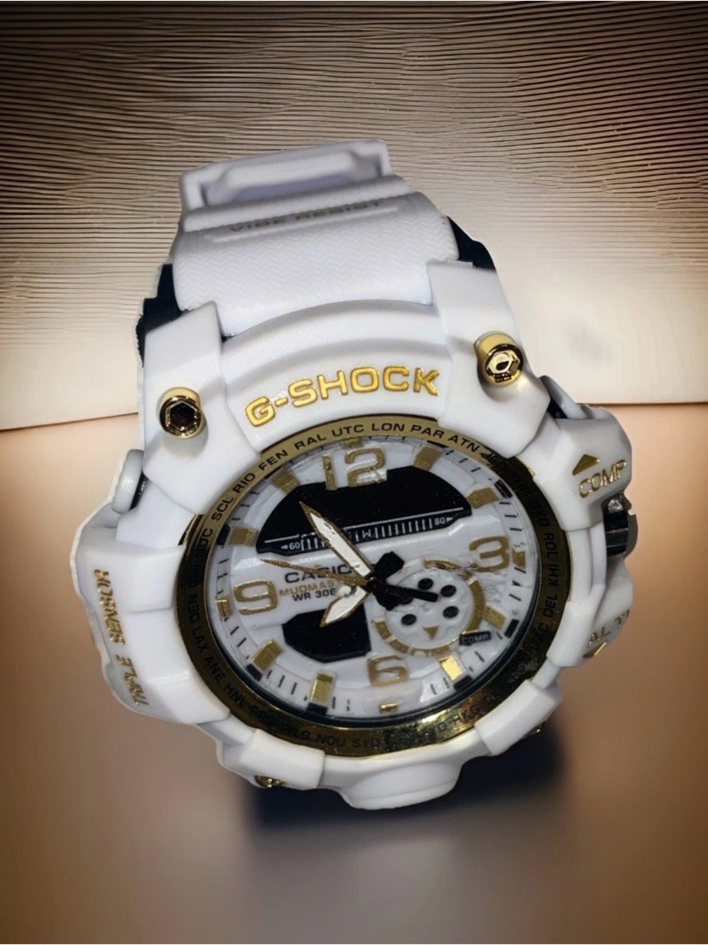 G-Shock White and Gold Sport Chronograph Watch